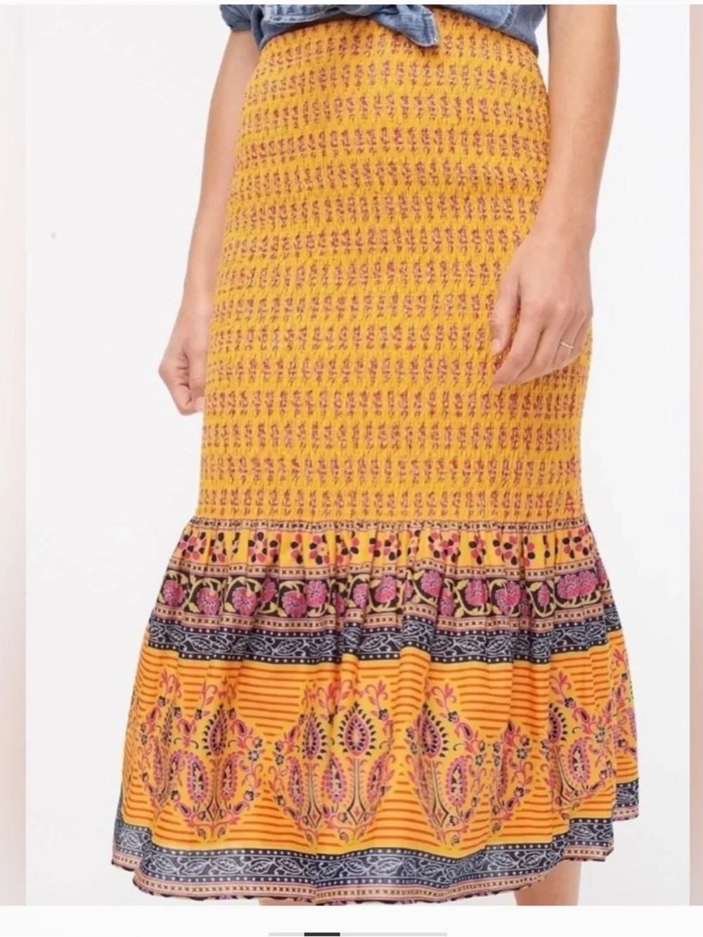 J. Crew Sunny Block Print Yellow Mermaid Style Size 00